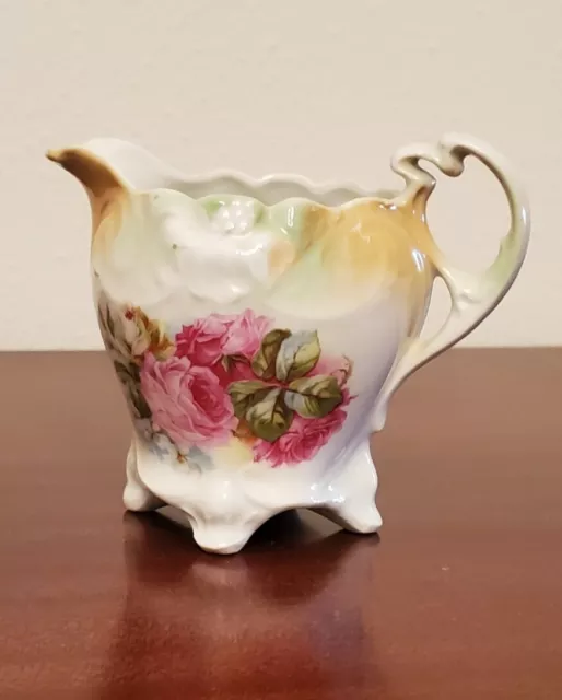 Antique Vintage German Pink Rose Small Pitcher Creamer~Victorian ~ 4" Tall