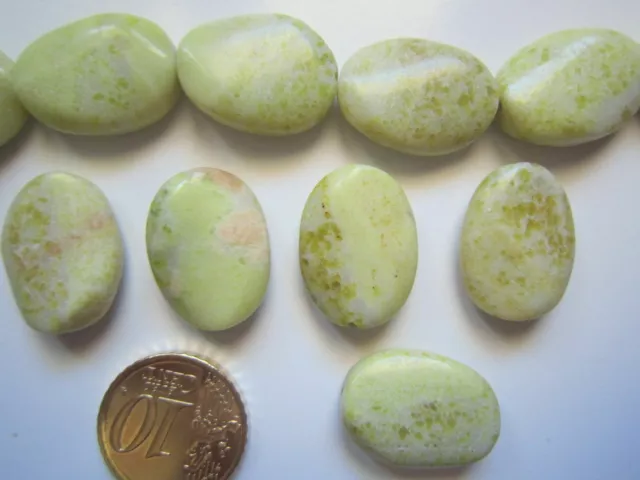 Perlas ovales jaspe verde 20 x 15 mm X 14 UNIDADES piedra sedimentaria abalorios