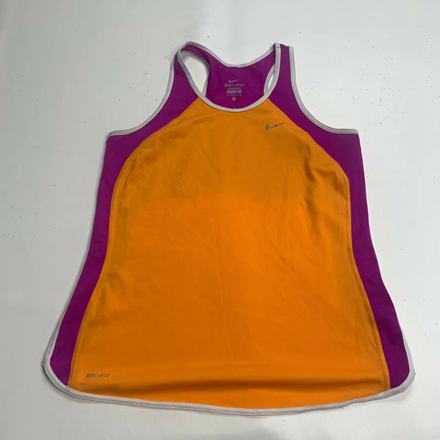 Nike Tank Top Youth Medium Orange DRI-FIT Work Out 353