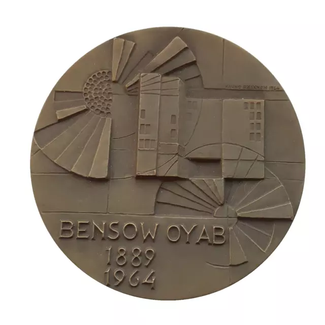 Finland Kauko Rasanen 1966 Bronze Art Medal "Wilhelm Bensow" 70 mm, 158 grams