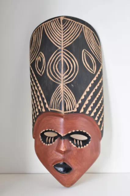 African Tribal Hand Carved Wooden Mask Wall Hanging/ Plaque Female Face (O)