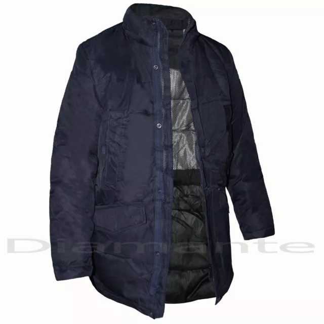 Giubbotto Uomo Invernale Parka Imbottito Giacca Cappotto Piumino Casual Blu 7394