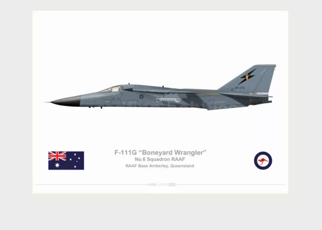 Warhead Illustrated F-111G 6 Sqn RAAF A8-272 Boneyard Wrangler Aircraft Print