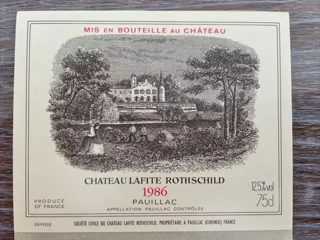 Étiquette Château Lafite Rothschild 1986 - 75 cl