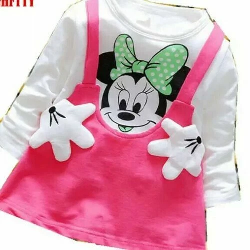 Abito Bambina 6 mesi-4 anni minnie mouse cotone manica lunga bimba giirl dres 2