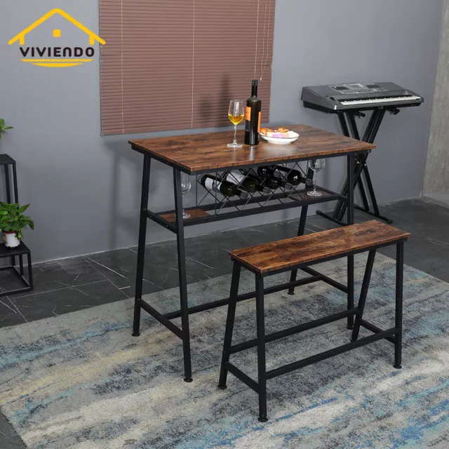 Viviendo Bench Seating Dining Table Bar Table Dining Set Industrial Style 3