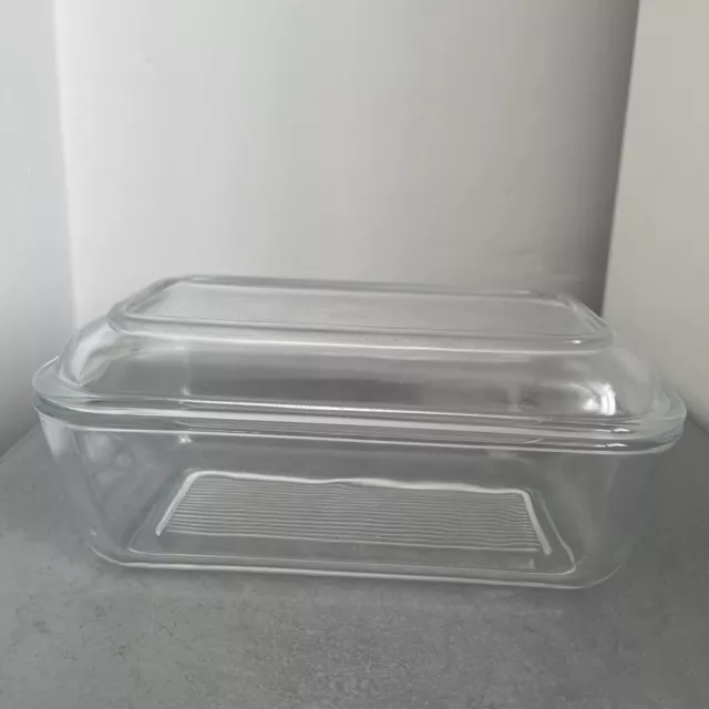 French Ribbed Glass Butter Dish