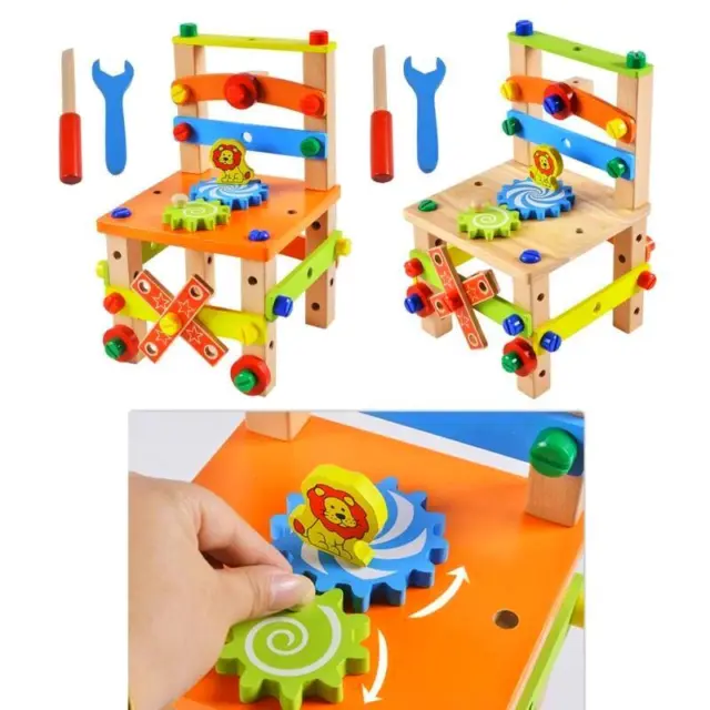 Montessori Toy Chaise Building Set - Chair Disassembly Blocks