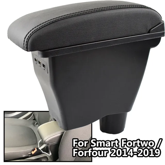 Universal Car Center Console Armrest for Smart 453 Dual Adjustable Arm Rest Box