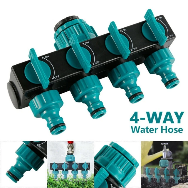 Waschen Wasserhahnventil Gießen Haus Gartenarbeit Verteiler 4 Wege 1/2 "