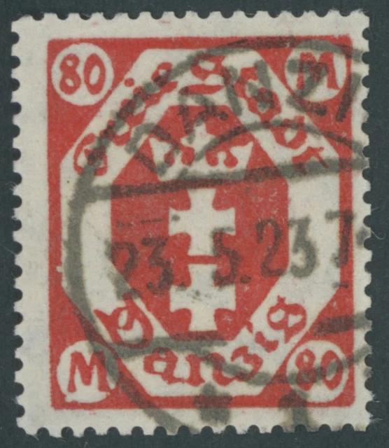 FREIE STADT DANZIG 1923, 80 M. rot, Wz. 3, Pracht, gepr. Gruber und Infla, Mi.