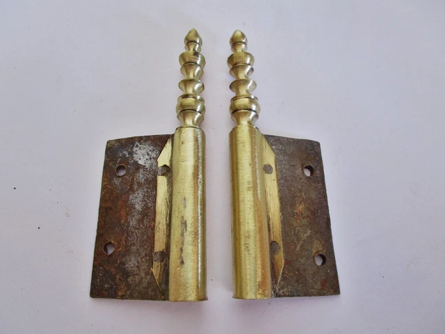 1 Pair of Old Pin IN Larder-En Bronze-Antique Iron Door hinges-18è