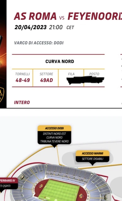 4 Biglietti Roma Feyenoord Curva Nord Vendibili Anche Singolarmente O In Coppia