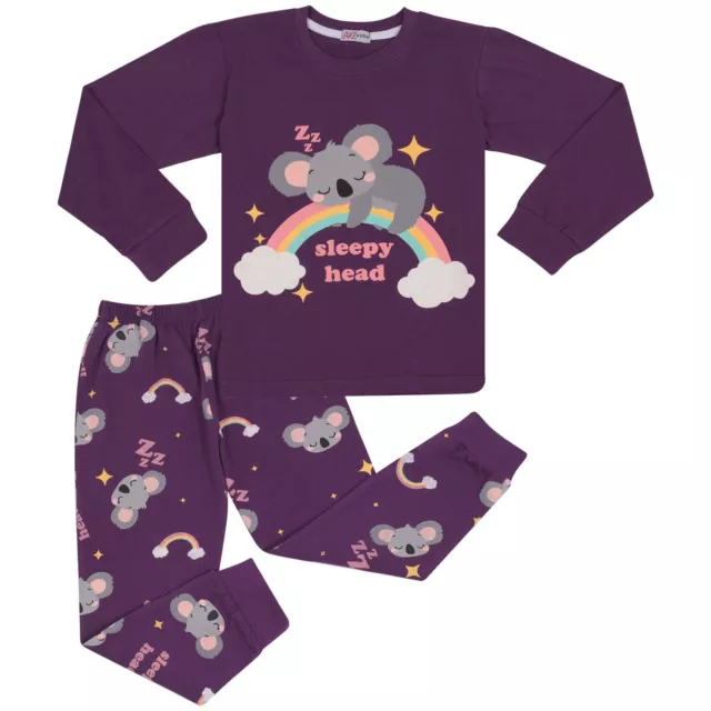 Pigiama per bambine viola arcobaleno e koala set pigiami a contrasto