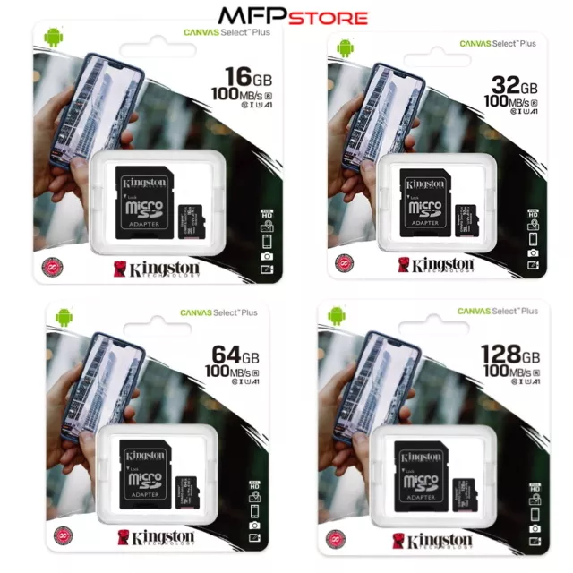 Micro Sd Kingston Canvas Select + 16Gb 64Gb 128Gb Sdxc Memory Card Microsd