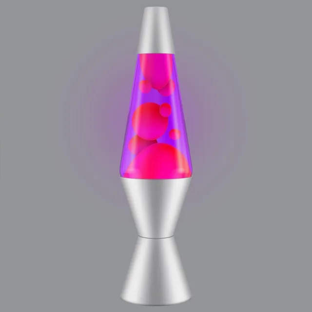 Lava Lamp 14.5 Inch Tall Classic Silver Base Pink Lava Purple Liquid 2