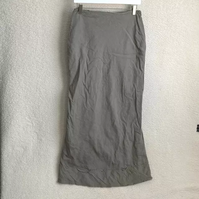 TopShop Skirt Womens Size 6 Olive Green Linen Blend Midi Maxi