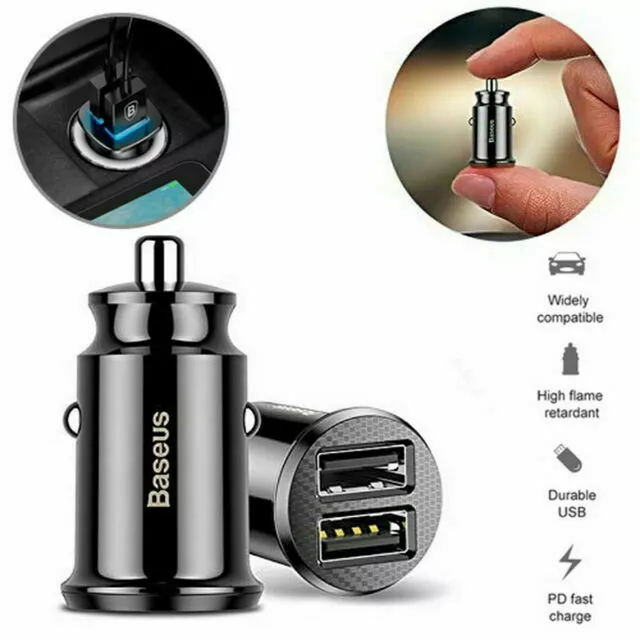 Baseus 5A 100W/30W Quick Charge QC 4.0 QC3.0 Dual USB, USB A Type C Car Charger 3