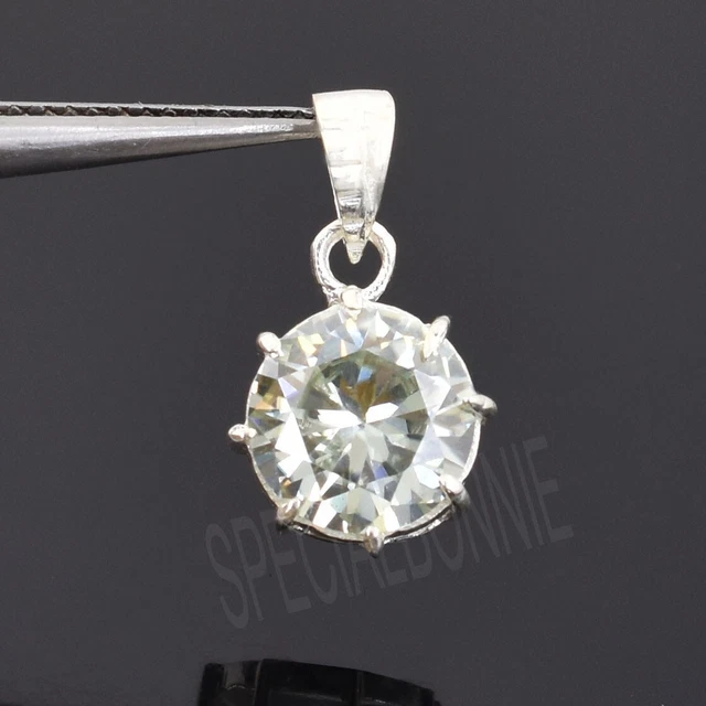 Elegant 4.35Ct Off White Diamond Pendant in 925  Silver. Great luster.
