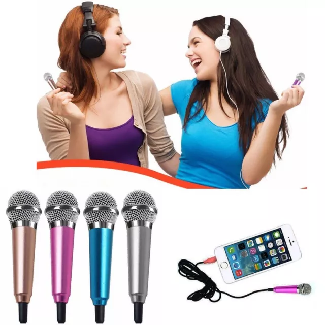 Mini Mic Microphone Stereo Karaoke Sound Record 3.5mm for All Cell Phone PC iPad