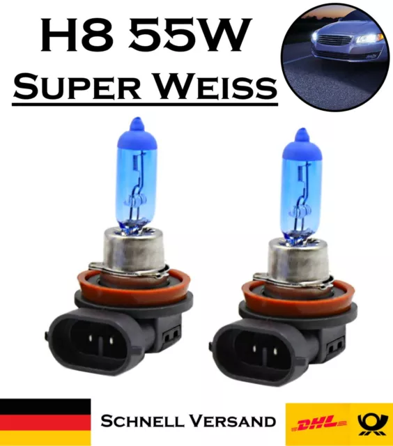 2x Jurmann H8 55W 12V Super White Xenon Look Headlight Ersatz Lampe - Off-Road