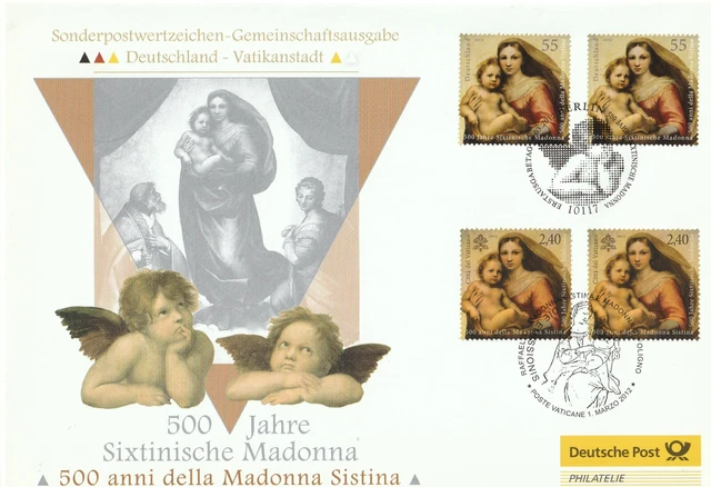 Gedenkblatt  GA   D -Vatikan 2012 (500 Jahre Sixtinische Madonna), mit PWZ o/**