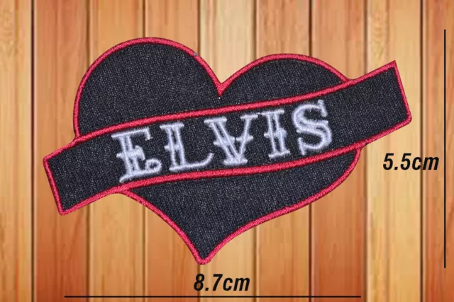 Elvis Heart Embroidered Iron Or Sew On Patch Motorbike Biker Logo Badge