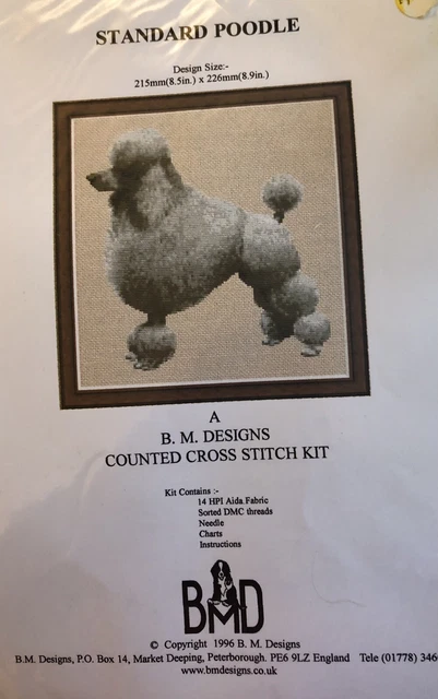 "B M Designs gezähltes Kreuz Stuch Kit ""Standard Pudel"""