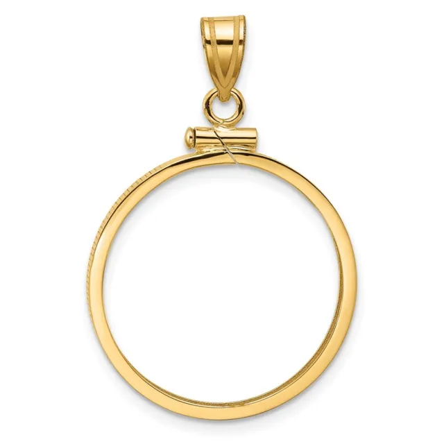 14k Yellow Gold 22.6mm Polished Screw Top Coin Bezel Pendant
