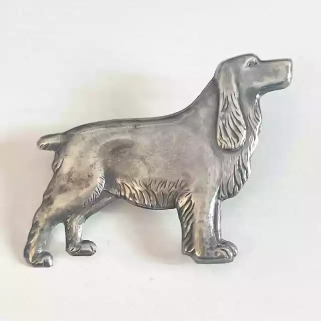 Vintage Figural Cocker Spaniel Dog Pin Brooch Sterling Silver