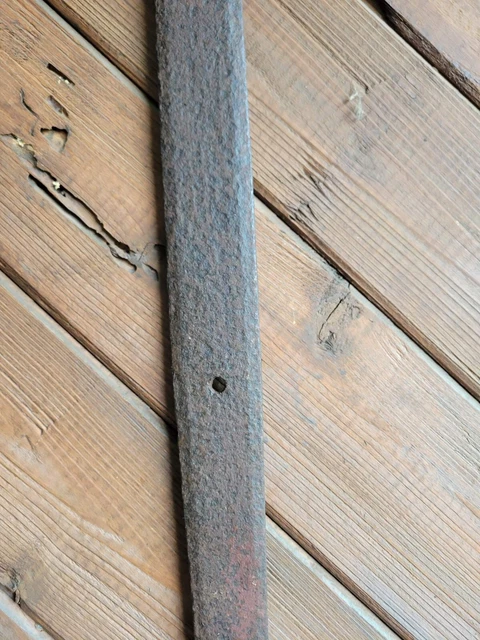 19c Antique Hand Wrought Forged Iron Barn Door Strap Hinges 23" 3
