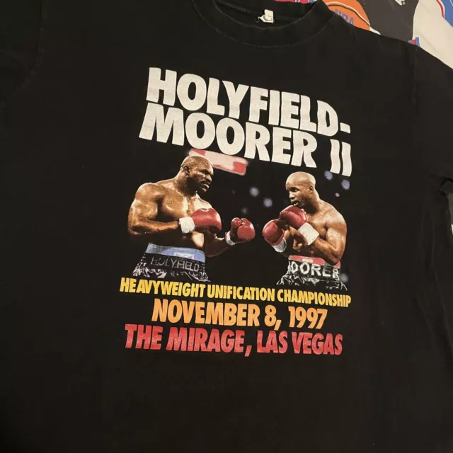 Vintage 1997 Evander Holyfield vs Michael Moorer 2 Heavyweight Boxing Tee 2