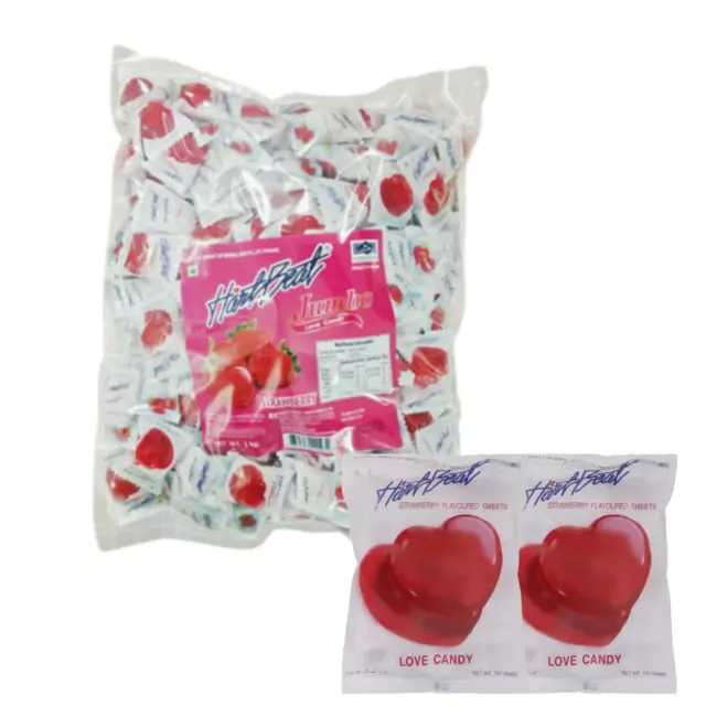 Heartbeat Jumbo Love Candy x 166 Strawberry Flavour 1kg Wedding Valentines Day