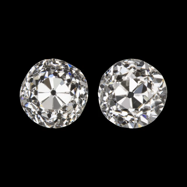 0.59ct OLD MINE CUT DIAMOND STUD EARRINGS G VS2-SI1 MATCHING PAIR LOOSE NATURAL