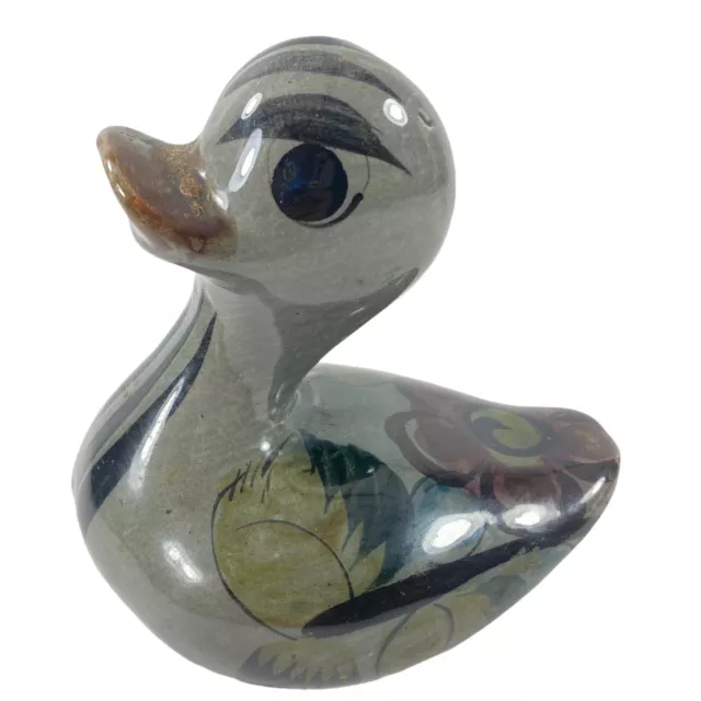 Vintage Mexican Pottery Tonala Duck Painted 5”T Talavera Studio Pottery