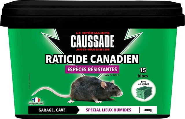 Raticide Canadien | anti Rats & Souris | 15 Blocs |Lieux Humides | Garage Cave |