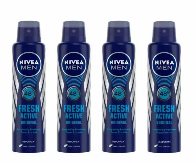 Nivea Men Fresh Active Deodorant Pack Of 4 (150ml x 4)- FREE SHIPPING