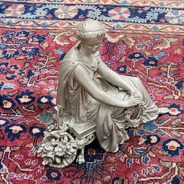 Antique 1880's Victorian Parlor Statue Clock Mantel Topper Gothic Decor LARGE