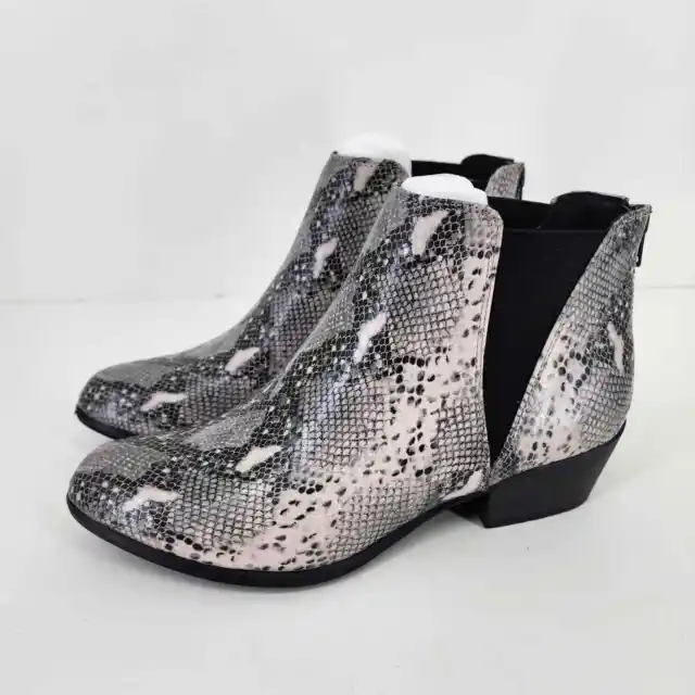 Esprit Snakeskin Ankle Boot Women Size 6.5 Gray Black Tiffany Style Pull On New
