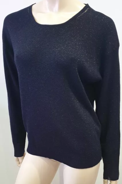 ZADIG & VOLTAIRE DELUXE Midnight Navy KANSY Glitter Open Rear Jumper Sweater M