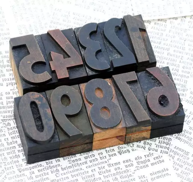 0-9 Zahlen 36mm Holzlettern Letter Stempel Holz Zahl letterpress wood type typo