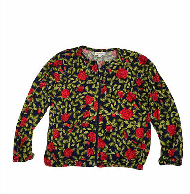 Girls Lularoe Monroe Bomber Jacket Size 14 Floral Zip Track Stretch Print Pocket