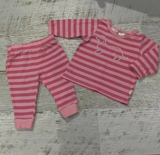 PETER ALEXANDER  Baby  Girls sz 3-6 mths pyjamas pjs Cotton pink PA logo
