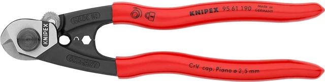 Cesoia Knipex Per Funi In Acciaio 190 Mm - Acciaio Forgiato, Rivestimento Resina, Taglio Preciso