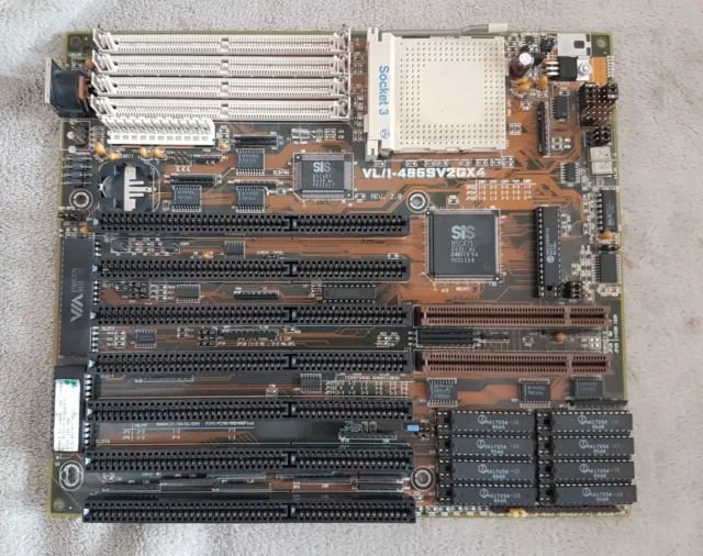 Vintage PC 486 VLB motherboard  ASUS VLI-486SV2GX4 Rev 2.0 AM5x86 CPU