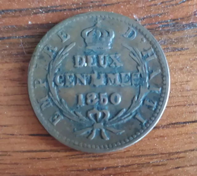 HAITI 1850 2 Centimes Copper 4.9g