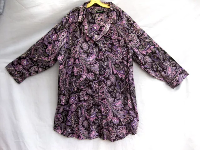 Ralph Lauren Sleep Shirt~Purple Paisley~Piping~3X~Smooth Cotton Beauty~3X~NWOT