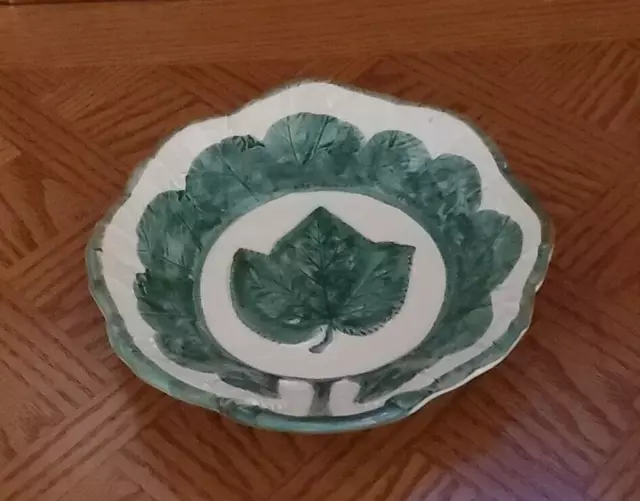 Haldon Group Vintage Italian Grape Leaf Majolica Pottery Serving Bowl Numbered