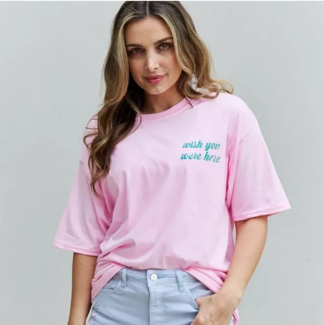 Sweet Claire Wish You Were Here Womens Oversized Graphic T-Shirt