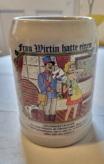 Vintage Humorous Risqué Stoneware Beer Stein Mug 0.5L GERZ MADE IN WEST GERMANY